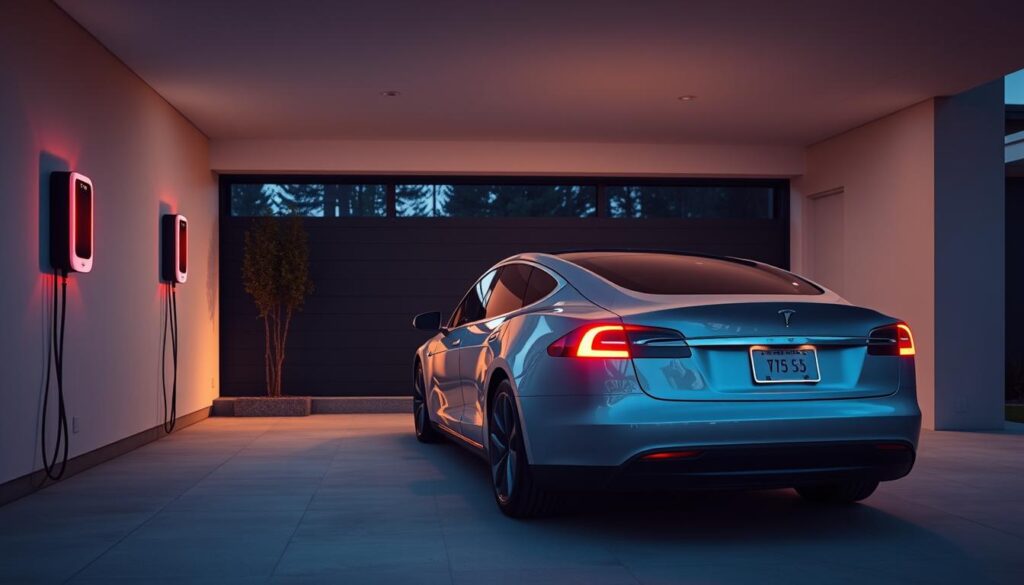 Tesla Model S charging at home with wall charger installation Tesla Model S charging at home with wall charger installation