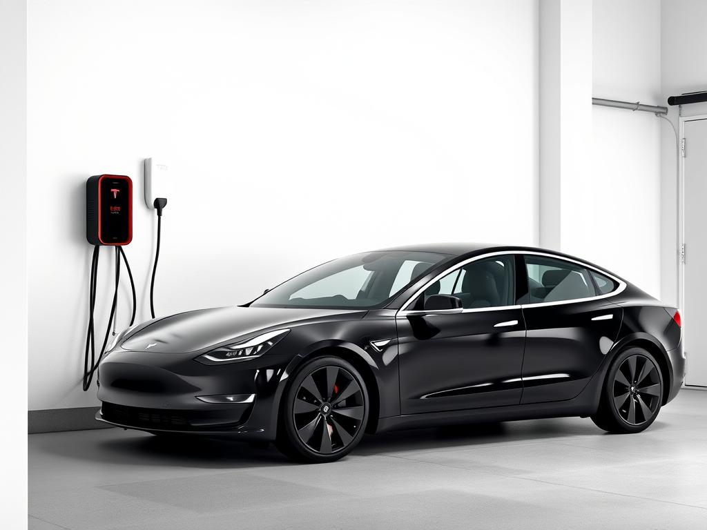 Wallbox Pulsar Plus compact charger connected to Tesla Model 3